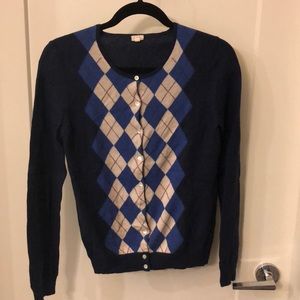 COPY - J. Crew Navy Argyle Cardigan - Size M